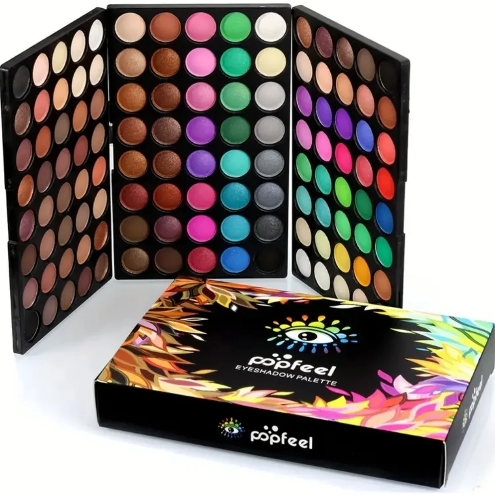 🆕️POPFEEL 120 COLOR PROFESSIONAL COMPLETE EYESHADOW PALETTE & BRUSH GIFT SET